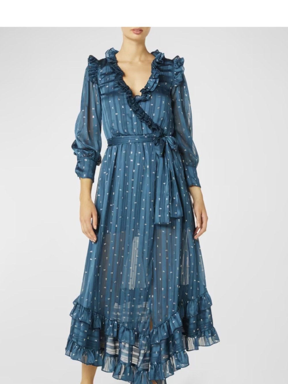 NWT MISA Los Angeles Gabriella Side Tie Ruffle Midi. Size XS